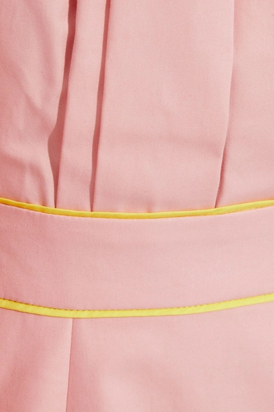 Roksanda Cold-shoulder Pleated Cotton-poplin Midi Dress In Bubblegum
