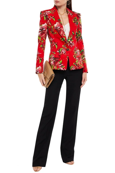 Alexandre Vauthier Floral-print Cotton-blend Blazer In Red