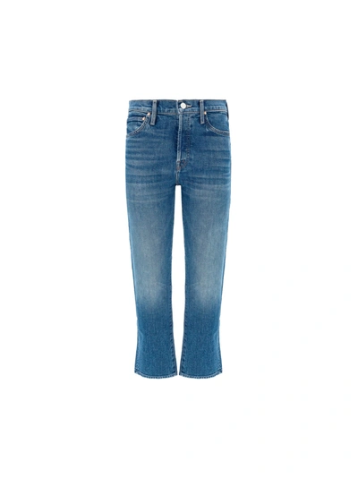 Mother Washed Blue Wide-leg Jeans