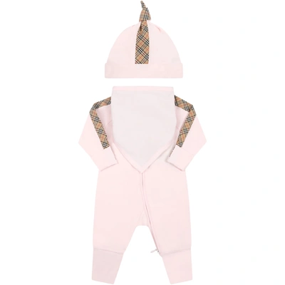 Burberry Pink Set For Baby Girl With Iconic Check Vintage