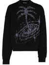 Palm Angels Black Palm Galaxy Glitter Sweatshirt In Black