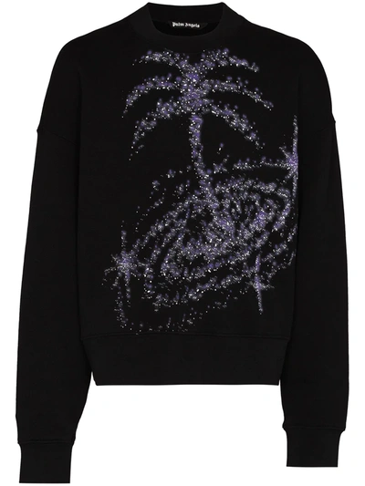 Palm Angels Black Palm Galaxy Glitter Sweatshirt