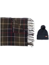BARBOUR TARTAN SCARF AND HAT SET