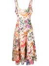 Zimmermann Tropicana Floral Print Cutout Linen Midi Dress In Multi-colour