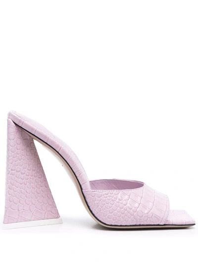 Attico Devon Croc-effect Leather Sandals In Pink & Purple