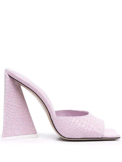 Attico Pink Leather Devon Heeled Sandals In 076 Pastel Pink