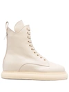 Attico Leather Lace-up Boots In Neutrals