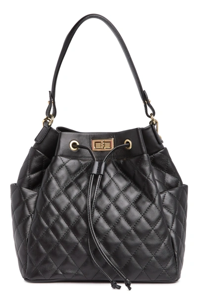 Markese Quilted Leather Top Handle Bag In Black