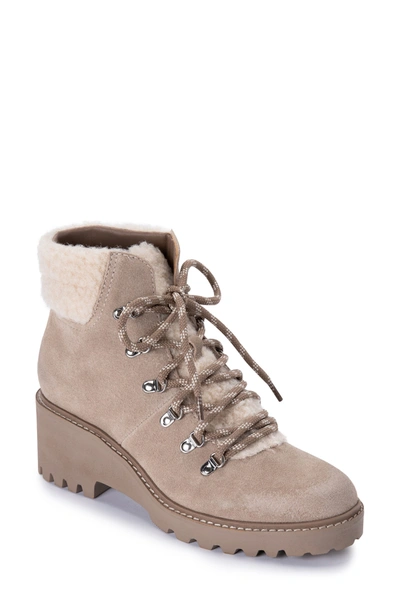 Dolce Vita Hanley Faux Shearling Bootie In Almond Suede