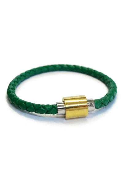 Liza Schwartz Green Braided Leather Bracelet