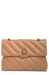 Kurt Geiger Leather Large Soho Shoulder Bag In Light/pastel Brown