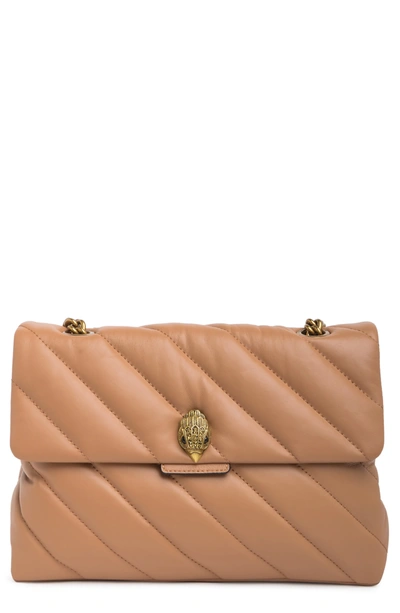 Kurt Geiger Leather Large Soho Shoulder Bag In Light/pastel Brown