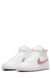 Nike Kids' Court Borough Mid 2 Basketball Shoe In 105 White/ Pnkglz