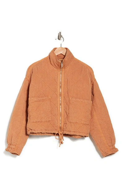 Blanknyc Cropped Quilted Jacket In Caramel Brittle