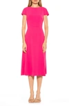 Alexia Admor Lily Crew Neck Midi Dress In Magenta