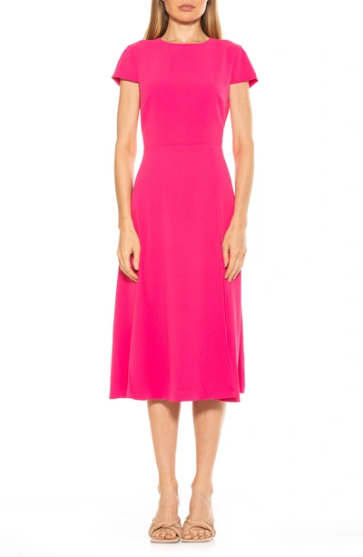 Alexia Admor Lily Crew Neck Midi Dress In Magenta