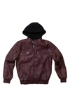 X-ray Kids' Knit Hood Jacket In Burgundy