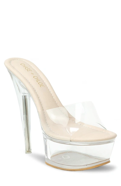 Chase & Chloe Clear Platform Mule Sandal In Clear Nude