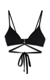 Jonathan Simkhai Harlen Solid Tie Front Bikini Top In White,black