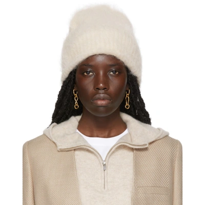 Totême Off-white Alpaca Knit Beanie In 105 Creme