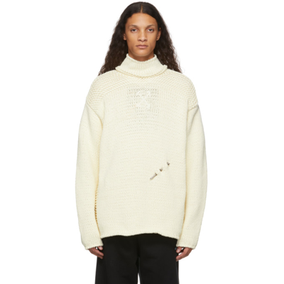 Off-white Meteornail Knit Zip Mockneck Sweater In Multicolor