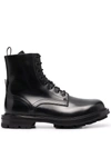 Alexander Mcqueen Polished Lace-up Boots In Black