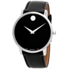 Movado Men's 40mm Ultra Slim Watch With Leather Strap Black Museum Dial In Black