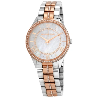 Michael Kors Lauryn Quartz White Mother Of Pearl Dial Ladies Watch Mk3979 In Two Tone  / Gold Tone / Mother Of Pearl / Rose / Rose Gold Tone / White