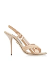 Dolce & Gabbana 105mm Ruched Satin Strappy Slingback Sandals In Neutral