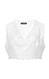 Dolce & Gabbana Women's Broderie Anglaise Linen-silk Cropped Top In White