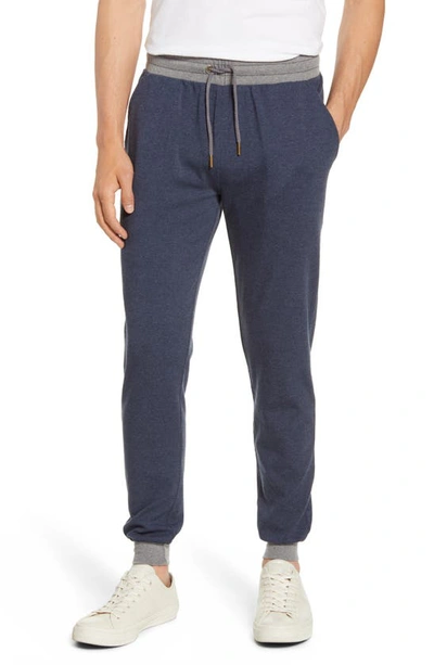 The Normal Brand Puremeso Straight Leg Flannel Sweatpants In Navy