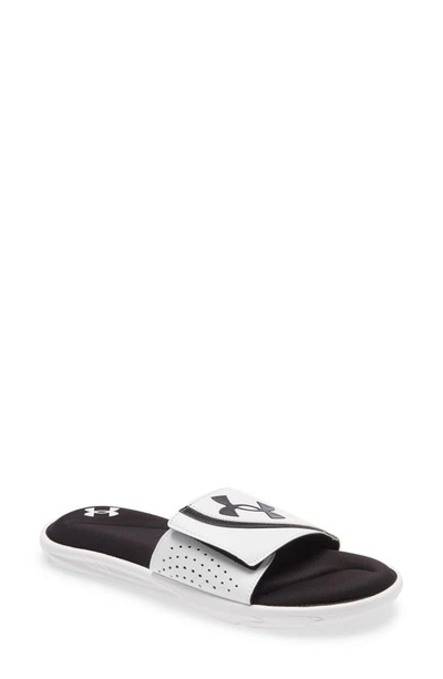 Under Armour Under Amour Ignite Slide Sandal In White / Black / Black