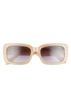 Quay Yada Yada 47mm Rectangle Sunglasses In Ivory / Brown To Tan