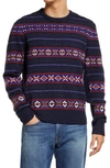 Rag & Bone Wesley Fair Isle Wool Crewneck Sweater In Navy Multi