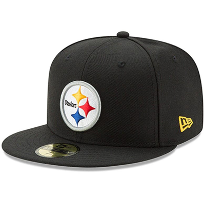 New Era Black Pittsburgh Steelers Omaha 59fifty Fitted Hat In Black/white
