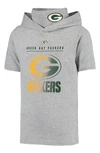ZZDNU OUTERSTUFF YOUTH HEATHERED GRAY GREEN BAY PACKERS ON GUARD HOODIE T-SHIRT,4445954