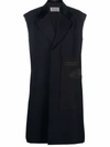 Maison Margiela Deconstructed Sleeveless Twill Coat In Blue