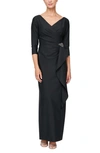 Alex Evenings Ruched Column Dress In Black