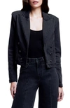 L'agence Dolly Cropped Double-breasted Blazer In Washed Black