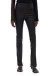 Helmut Lang Slit Leather Pants In Onyx