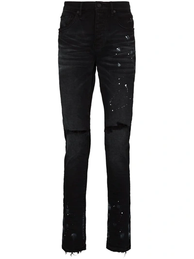 Purple Brand Paint Splatter-effect Skinny Jeans In Black