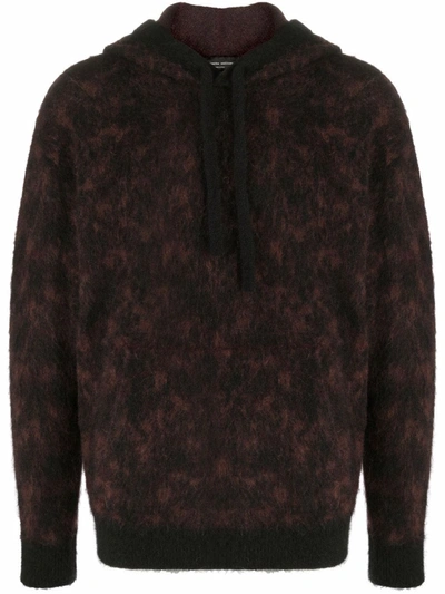 Roberto Collina Abstract-print Knitted Hoodie In Schwarz