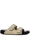 Isabel Marant Lennyo Embellished Suede Sandals In Nude