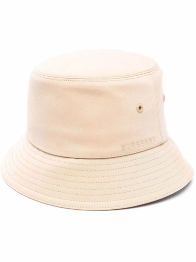 Burberry Logo-embroidered Bucket Hat In Nude