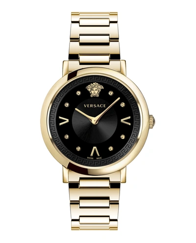 Versace Women's Pop Chic Lady Two-tone Ip Gold Stainless Steel Analog Bracelet Strap Watch In Black