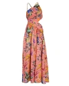 Zimmermann Tropicana Asymmetric Cutout Midi Dress In Multi