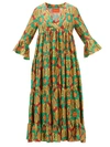 La Doublej Jennifer Jane Clover-print Tiered Silk Twill Midi Dress