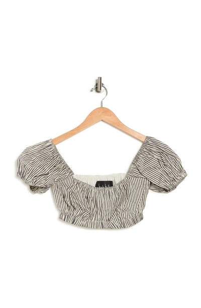 Nicole Miller Cropped Shell Top In Black/ Beig