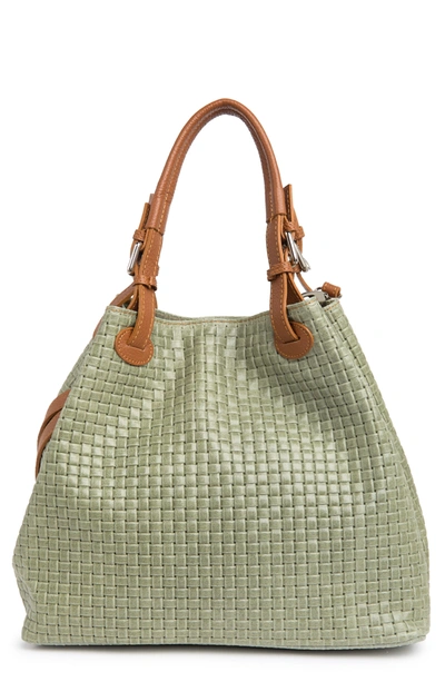 Massimo Castelli Maison Heritage Weave Leather Tote Bag In Olive