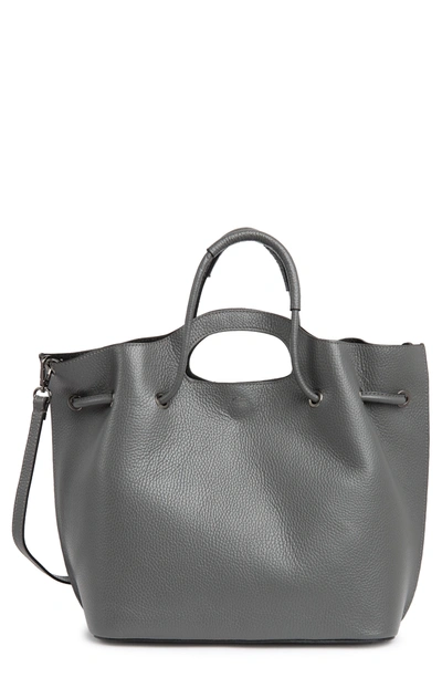 Markese Leather Top Handle Tote In Darkgrey